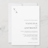  Black and White Minimalist Modern Wedding 招待状 (正面)