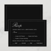 Black and White Minimalist RSVP Wedding Enclosure  (正面/裏面)
