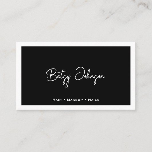 Black and White Minimalist Signature Business Card 名刺 (正面)