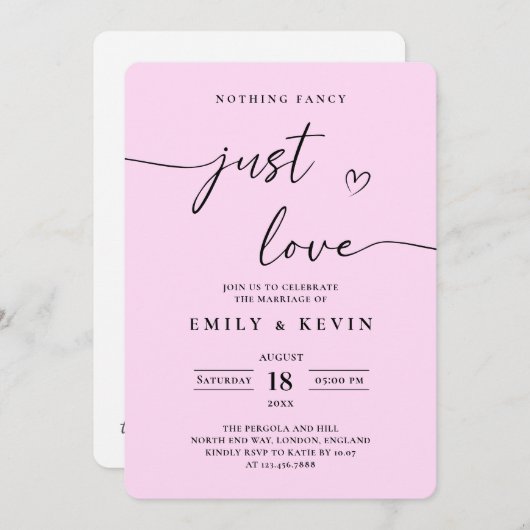 Black And White Minimalist Wedding  招待状 (正面/裏面)