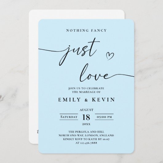 Black And White Minimalist Wedding  招待状 (正面/裏面)