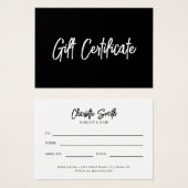 Black and White Modern Business Gift Certificate (正面&裏面)