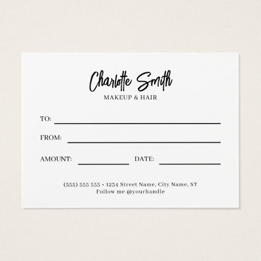 Black and White Modern Business Gift Certificate (裏面)