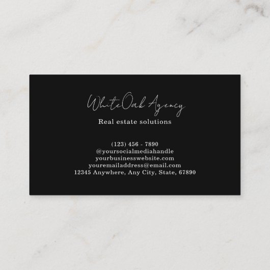 Black and White Modern Calligraphy Script Monogram 名刺 (裏面)