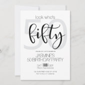 Black And White Modern Elegant 50 Birthday 招待状 (正面)