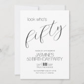 Black And White Modern Elegant 50 Birthday 招待状 (正面)
