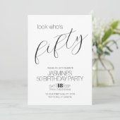 Black And White Modern Elegant 50 Birthday 招待状 (スタンド正面)