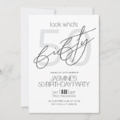 Black And White Modern Elegant 50 Birthday  招待状 (正面)