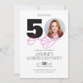 Black And White Modern Elegant Photo 50 Birthday  招待状 (正面)