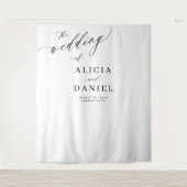 Black and white modern elegant wedding backdrop タペストリー (正面)