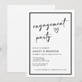 Black and White Modern Engagement Party 招待状 (正面/裏面)