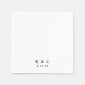 Black and White Modern Minimalist Simple Wedding スタンダードカクテルナプキン (正面)