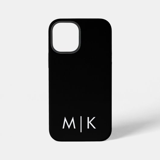  Black and White Modern Monogram  iPhoneケース (裏面)