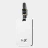 Black and White Modern Monogram Luggage Tag ラゲッジタグ (正面縦)
