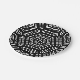 Black And White Modern Mudcloth Paper Plate ペーパープレート