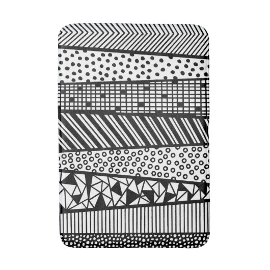 Black and white - modern pattern バスマット (正面縦)
