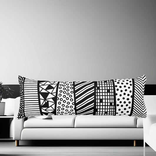 Black and white - modern pattern ボディピロー