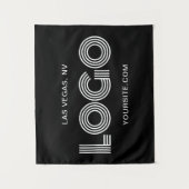 Black and White Modern Rectangular Logo タペストリー (正面)