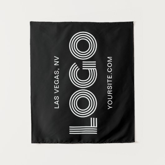 Black and White Modern Rectangular Logo タペストリー (正面)