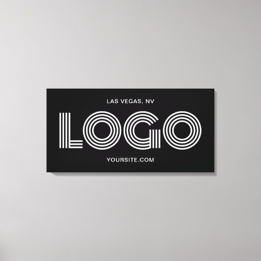 Black and White Modern Rectangular Logo Promo キャンバスプリント (正面)
