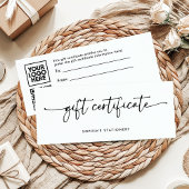 Black and White Modern Script | Gift Certificate