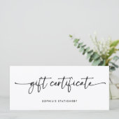 Black and White Modern Script | Gift Certificate (スタンド正面)