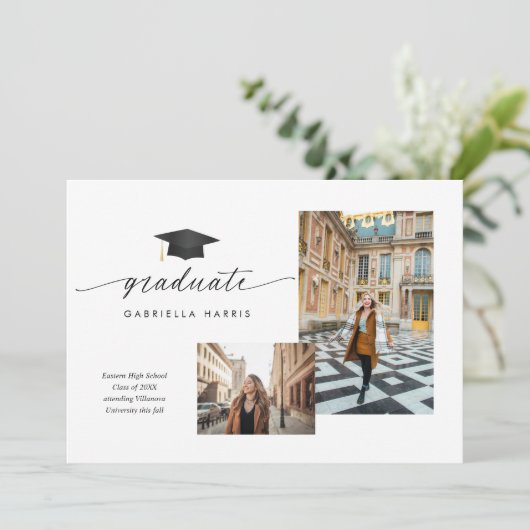 Black and White Modern Script Photo | 2 sided 招待状 (スタンド正面)