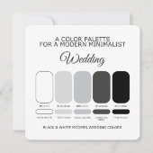 Black and White Modern Wedding Color Palette Card 招待状 (正面)
