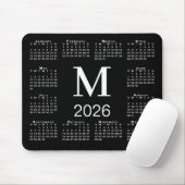 Black and White Monogram 2026 Calendar マウスパッド (マウス)