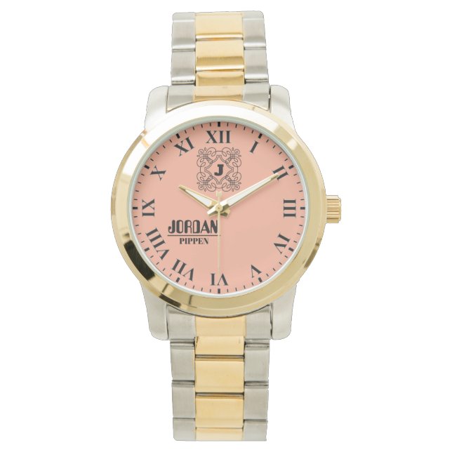 Black and White Monogram and Name 腕時計 (正面)