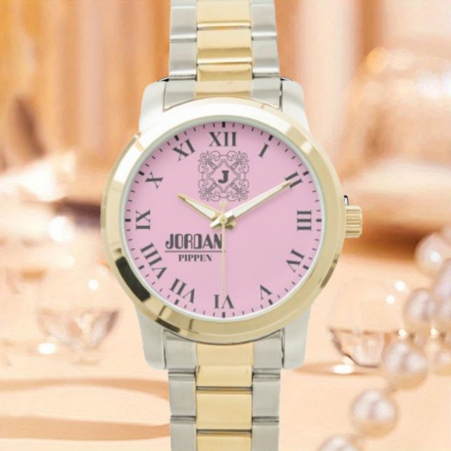 Black and White Monogram and Name 腕時計 (クリエイターアップロード済み)