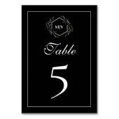 Black and White Monogram Crest Table Number Card テーブルナンバー (裏面)
