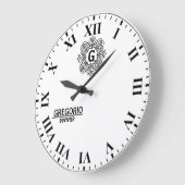 Black and white Monogram modern minimalist elegant ラージ壁時計 (傾斜)