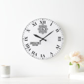 Black and white Monogram modern minimalist elegant ラージ壁時計 (ホーム)