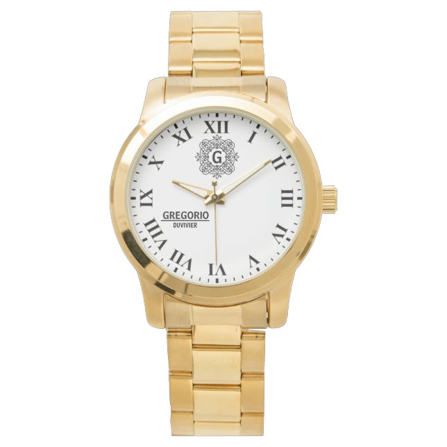 Black and white Monogram modern minimalist elegant 腕時計 (正面)