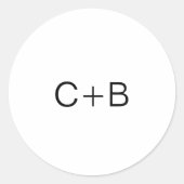 Black and White Monogram Modern Wedding ラウンドシール (正面)