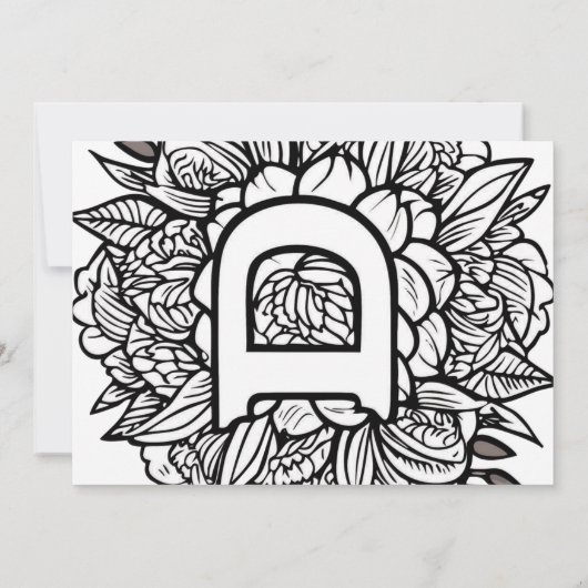 Black and White Monogram Tattoo Flowers Wedding 招待状 (裏面)