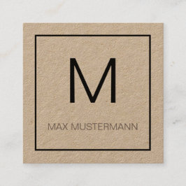 Black and White Monogramm スクエア名刺