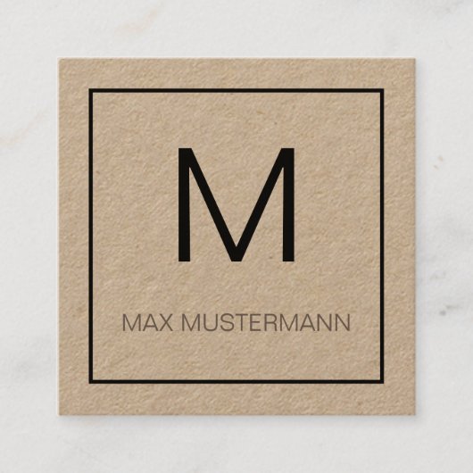 Black and White Monogramm スクエア名刺 (正面)