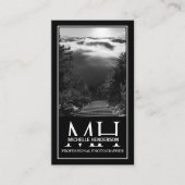 Black and White Monogrammed Logo 1 Photo Qr Code B 名刺 (正面)