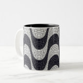 Black and white mosaic wave mug ツートーンマグカップ (正面左)