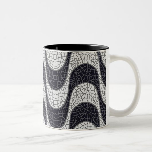 Black and white mosaic wave mug ツートーンマグカップ (右)