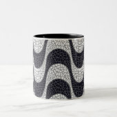 Black and white mosaic wave mug ツートーンマグカップ (中央)