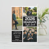 Black and White Multiple Picture Graduation 招待状 (スタンド正面)