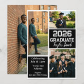 Black and White Multiple Picture Graduation 招待状 (正面/裏面)