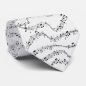 Black and White music note Pattern musician ネクタイ (ロール)