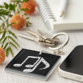 Black and White Music Notes キーホルダー (正面右)