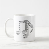 Black and White Music Notes コーヒーマグカップ (左)