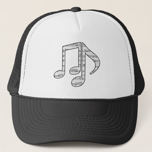 Black and White Music Notes Hat キャップ (正面)
