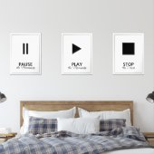 Black and White Music Player Pause Play Stop (寝室)